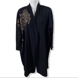 Zara Kimono Embroidered Black Cardigan Oversized